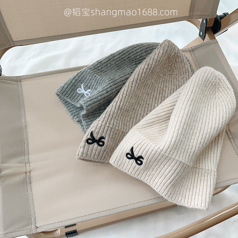 2025 new children's knitted hat winter embroidery cotton yarn hat baby girl casual all-match outdoor warm cold hat