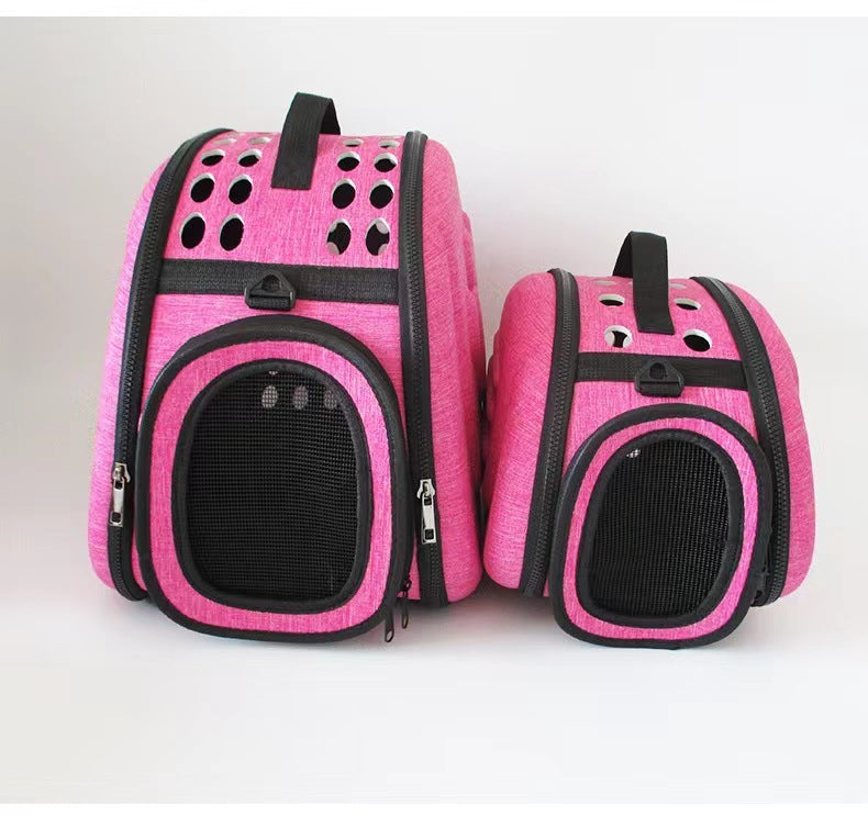 Messenger pet bag breathable foldable pet backpack large capacity two small cat bags outing portable bag in stock