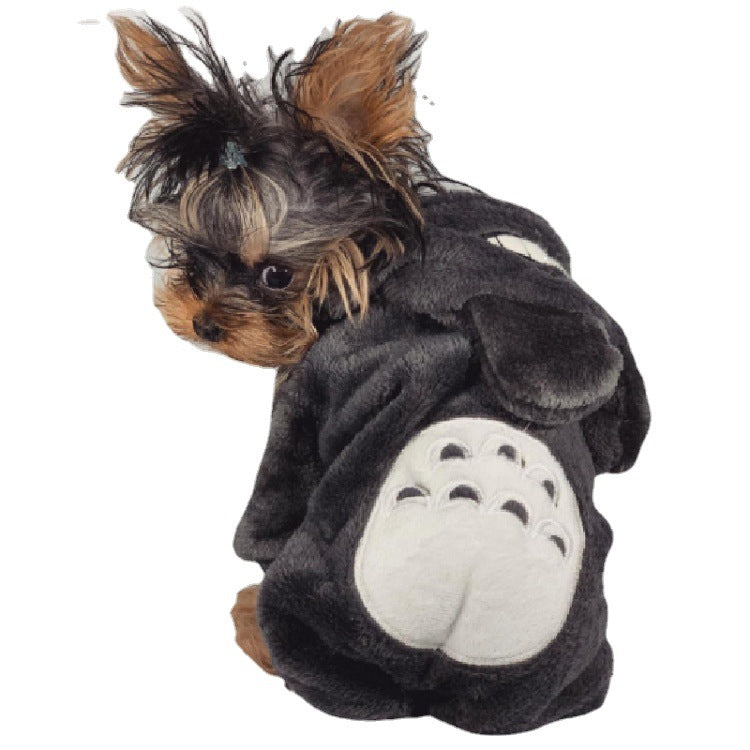 Cat Transformation Suit Teddy Small Dog Costume Warm Dog Clothes Pet Clothes Autumn and Winter Models Four-legged Hooded