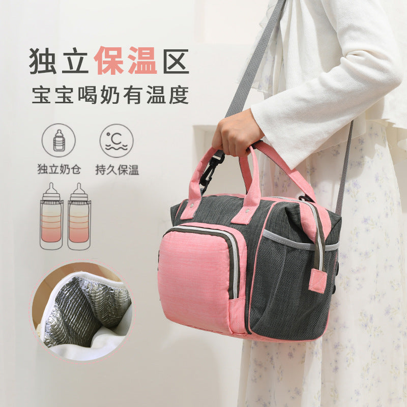 Cross-border mommy storage bag insulation bag mother and baby milk refrigeration bag handheld shoulder bag large capacity bottle storage bag
