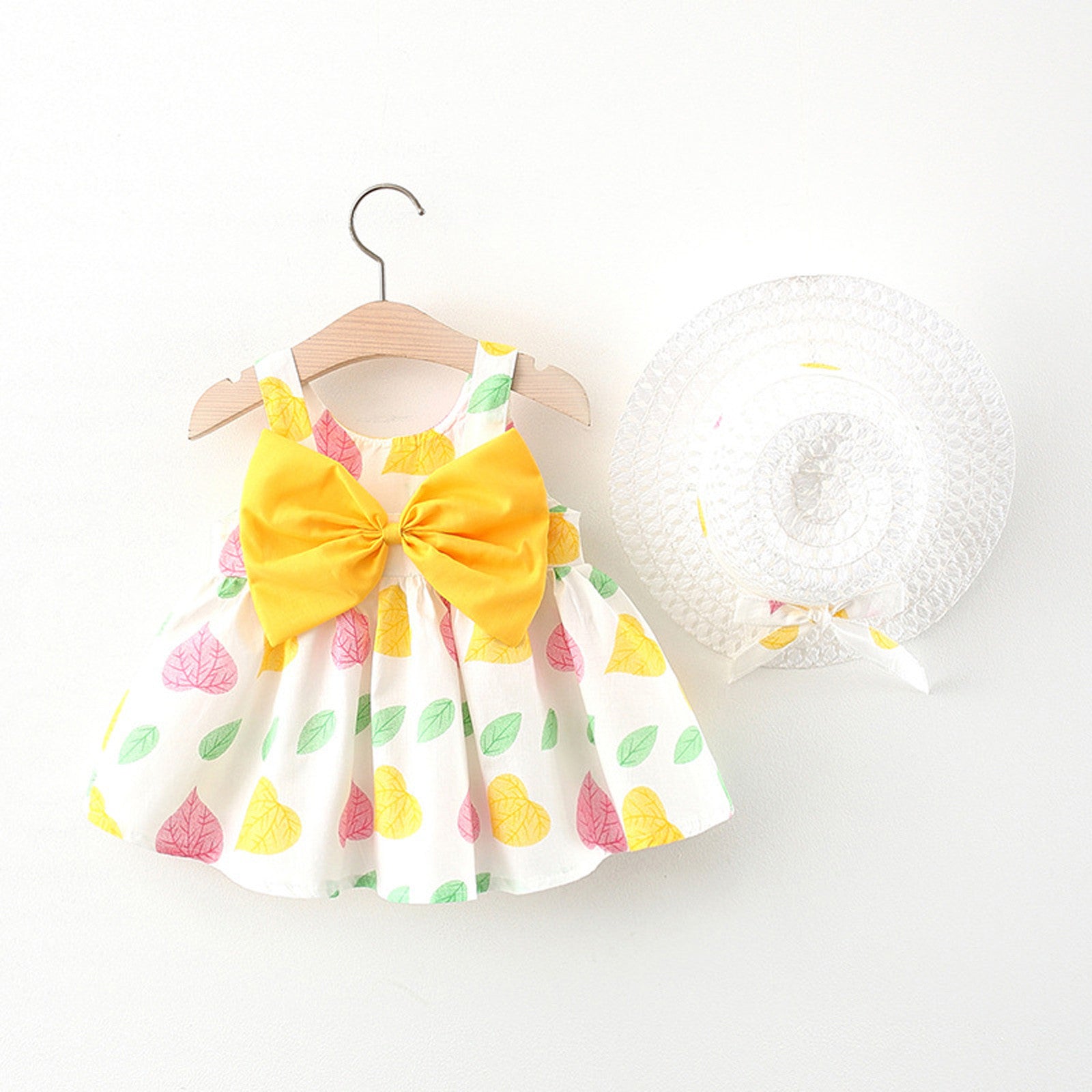 Summer 2022 new Korean version of the sling dress female baby print bowknot princess dress one piece on behalf of 1070