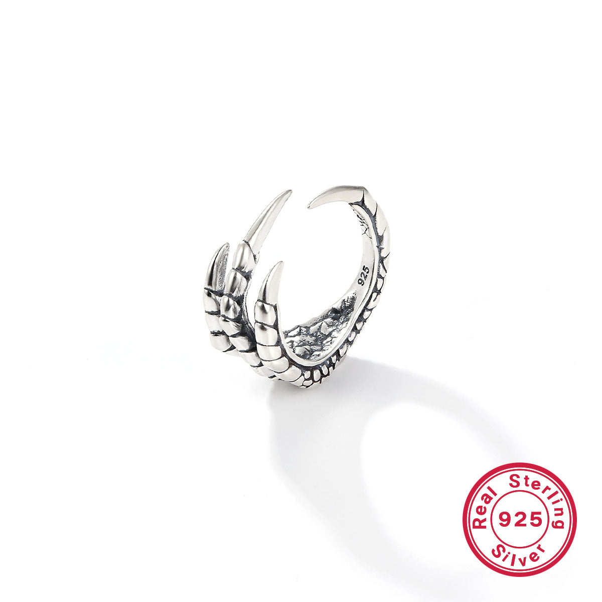 Cross-border exclusive 925 silver ring ins high-end niche Halloween trend retro dragon claw sterling silver open ring for women