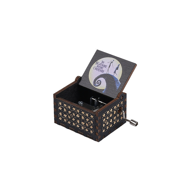 Halloween music box classical carving diy wooden hand-cranked music box boutique handicraft gift gift spot