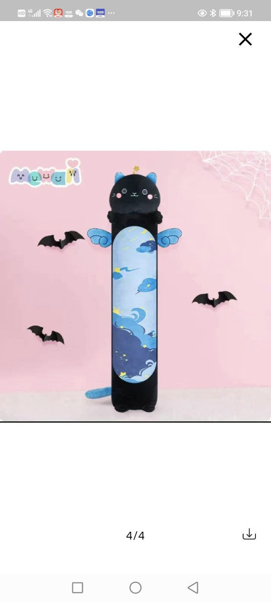 Cross-border product colorful cat pillow newt black cat long pillow pillow pillow Halloween gift for boyfriend and girlfriend