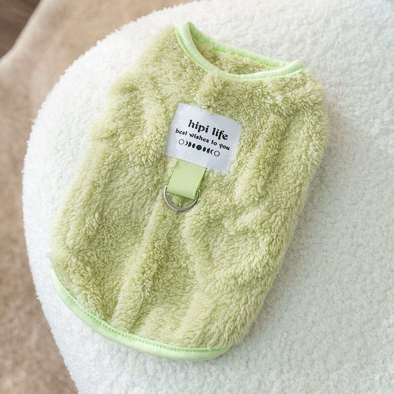 Autumn and winter cat clothes simple twist traction fleece thick warm winter kitten vest pet dog clothes