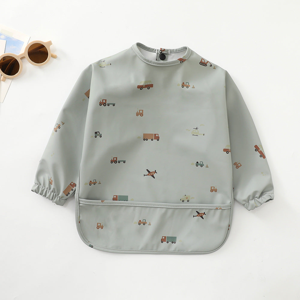 Danish children's waterproof anti-clothing bib baby eating bib super soft waterproof baby rice pocket anti-dirty feeding