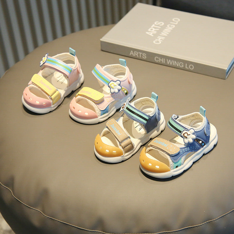 Baby cartoon sandals 2025 summer children's functional shoes boys and girls small and medium children's Baotou beach shoes toddler shoes