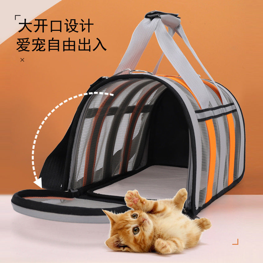 Cat bag portable large space pet handbag mesh breathable foldable cat and dog outing pet bag