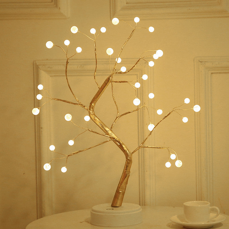 Amazon Creative LED Pearl Tree Light Gypsophila Birthday Gift Bedroom Christmas Decoration and Arrangement Night Light