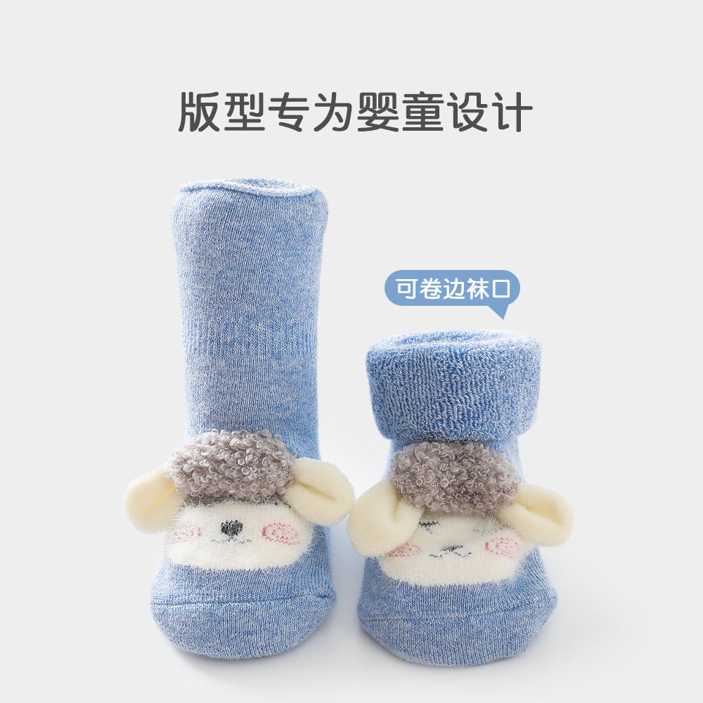 Liu Chenghang baby socks winter cartoon lamb thickened terry floor socks comfortable soft baby toddler socks wholesale