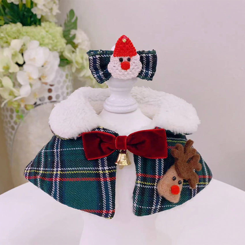 Pet Christmas clothes scarf cloak clothing New Year cat dog shawl neckband Teddy Bichon puppy cloak