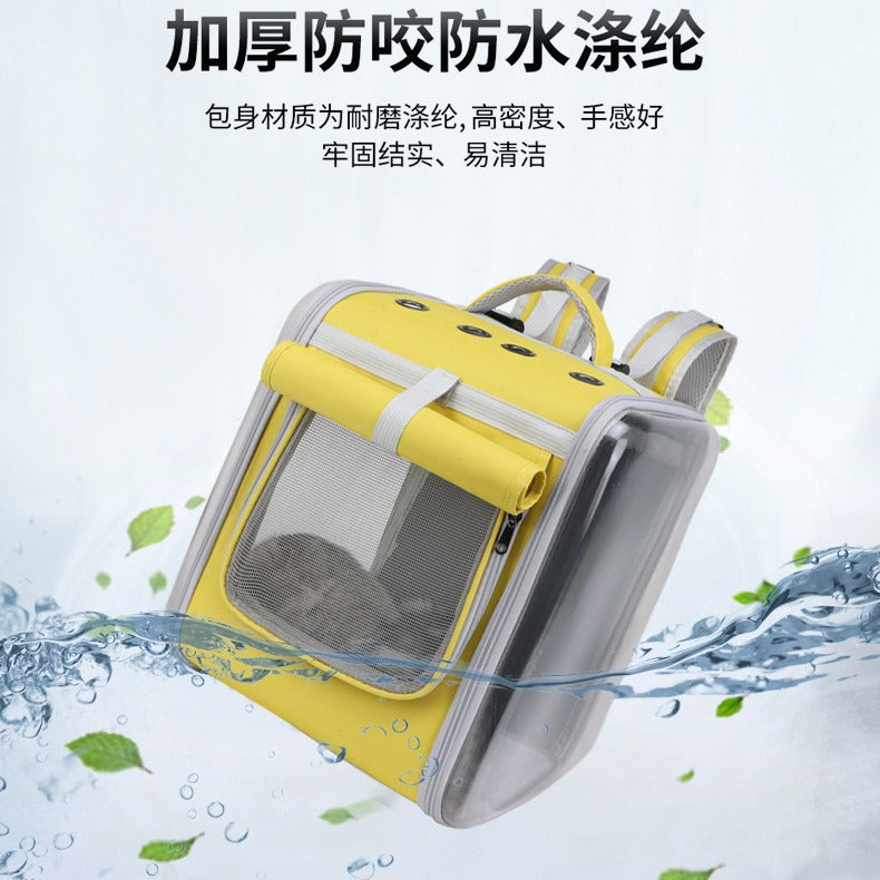 Square folding cat bag new style cat and puppy portable pet box breathable three-dimensional transparent shoulder pet bag