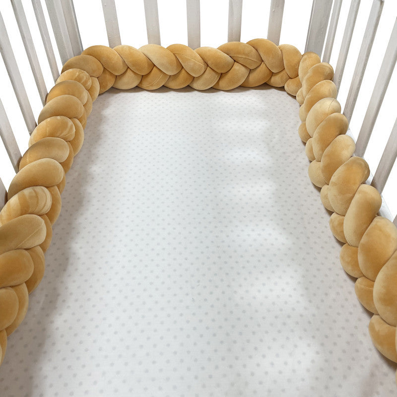 Baby crib surround ins new hand-woven long knotted ball three-strand braid anti-collision soft bag baby crib surround