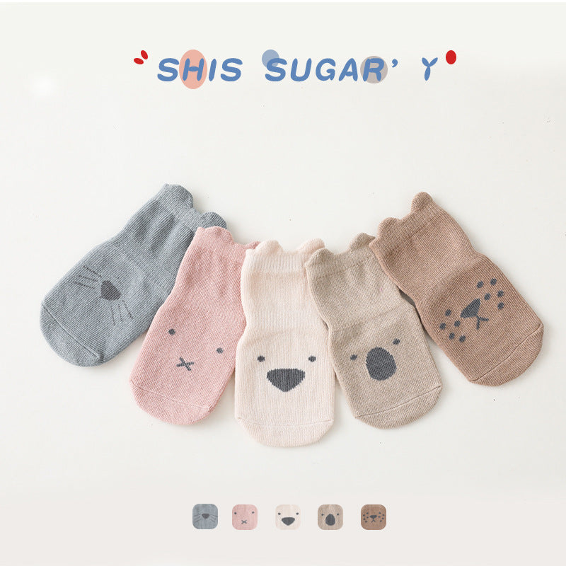New spring and autumn children's floor socks combed cotton baby socks baby non-slip toddler socks cartoon middle tube cotton socks