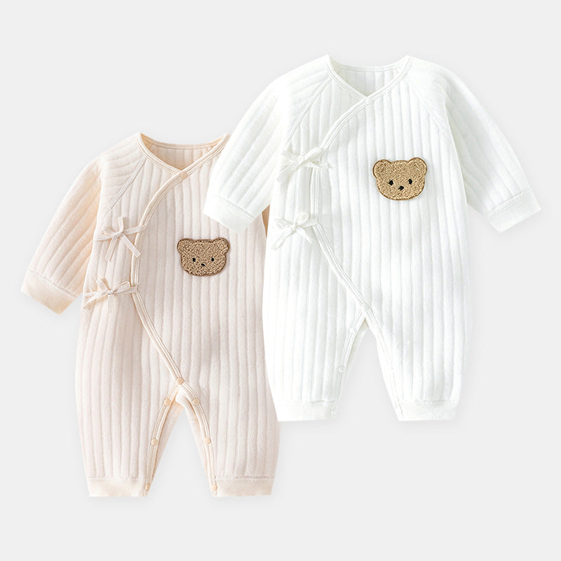 Newborn clothes autumn and winter butterfly clothes three-layer warm baby crawling clothes spring and autumn romper baby one-piece clothes year clothes