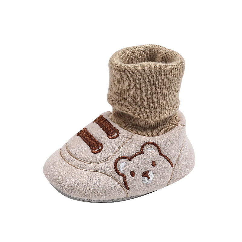 Autumn and winter baby shoes and socks 0-1 years old 3-6-12 months eight months cotton shoes warm men and women baby non-slip toddler shoes