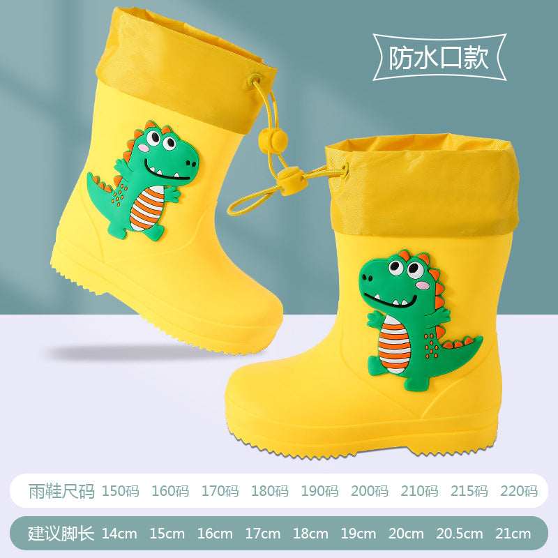 Children's rain boots kindergarten baby new style girls non-slip waterproof rain boots drawstring boy water shoes cartoon high
