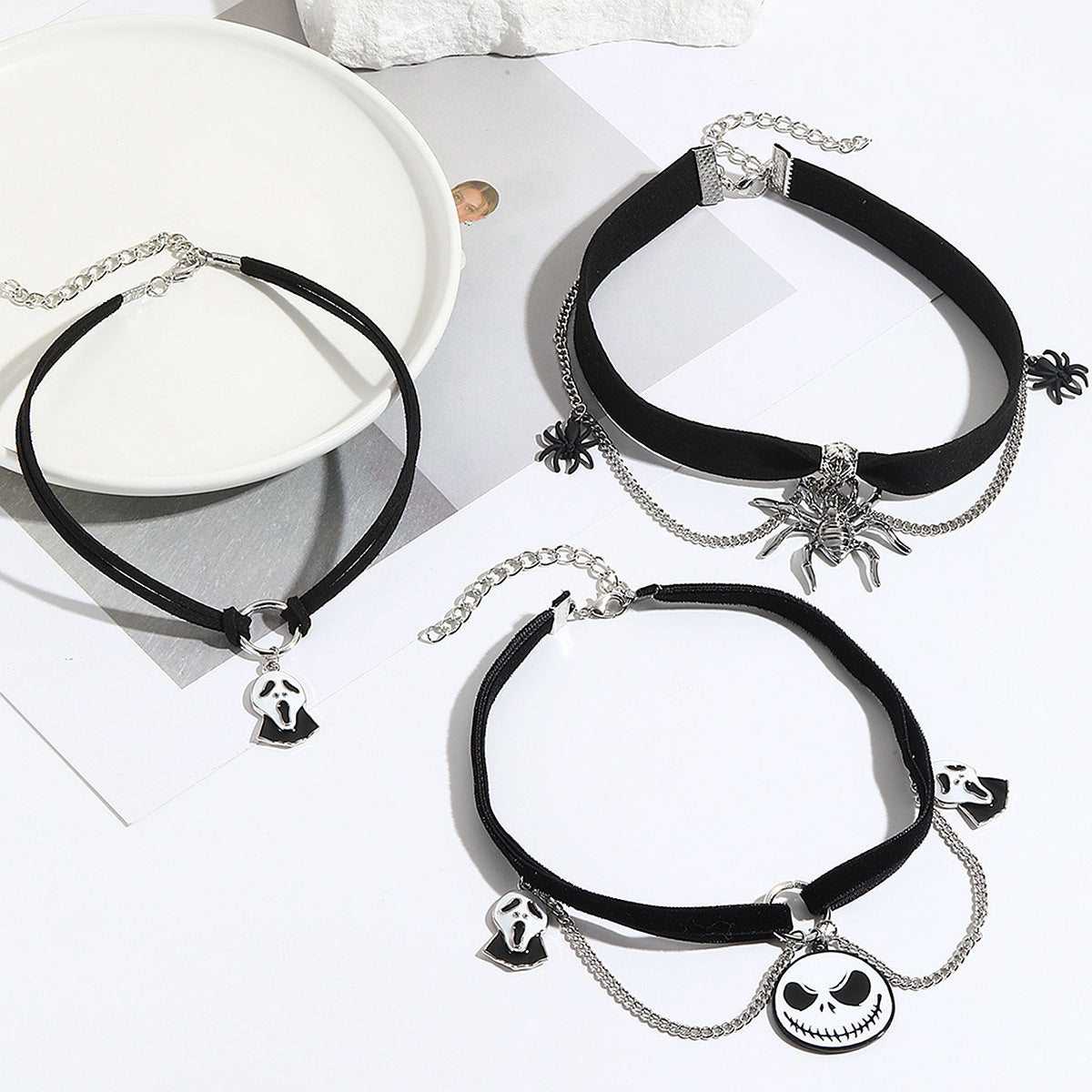 European and American Cross-Border Gothic Jewelry Halloween Jewelry Dark Bat Ghost Skeleton Pumpkin Spider Halloween Necklace