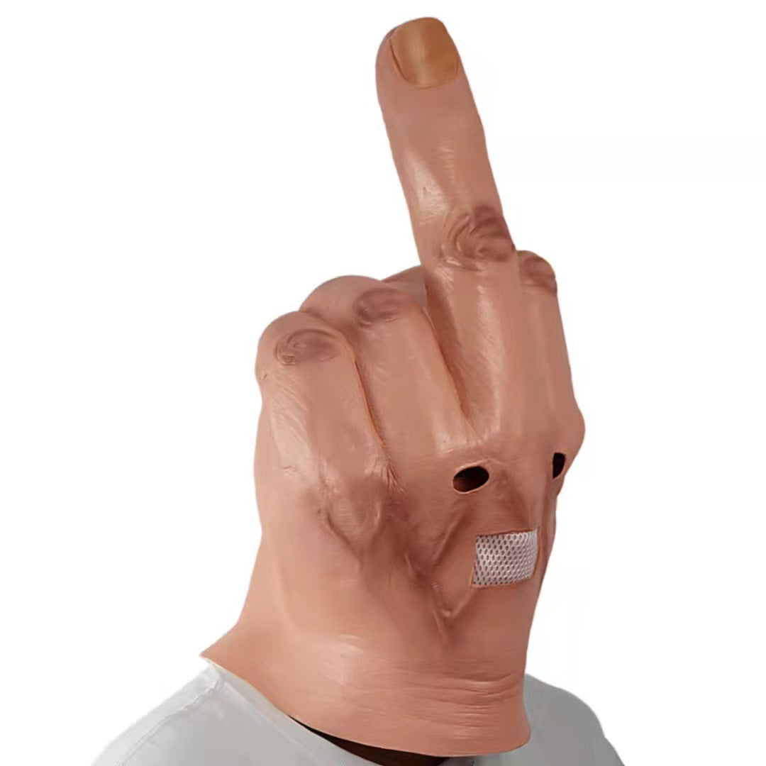 middle finger mask spoof contempt vertical middle finger mask halloween full head latex headgear DJ mask