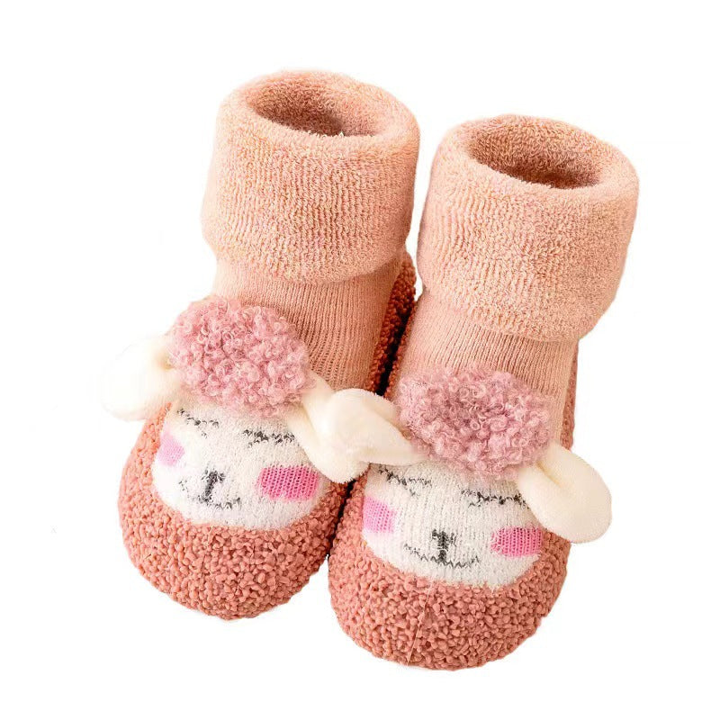 Autumn and winter baby toddler shoes thick terry warm floor shoes cartoon cute baby shoes non-slip baby shoes socks