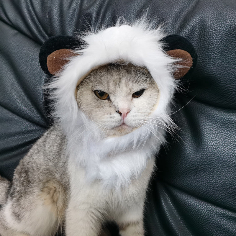 Halloween costumes for cats and dogs to be cute, universal adjustable Velcro autumn and winter lion transformed pet hat
