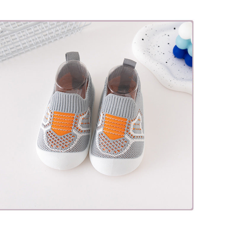 Children's new toddler shoes hot style spring and autumn casual all-match baby sneakers soft sole slip-on Korean version of flying woven women's shoes