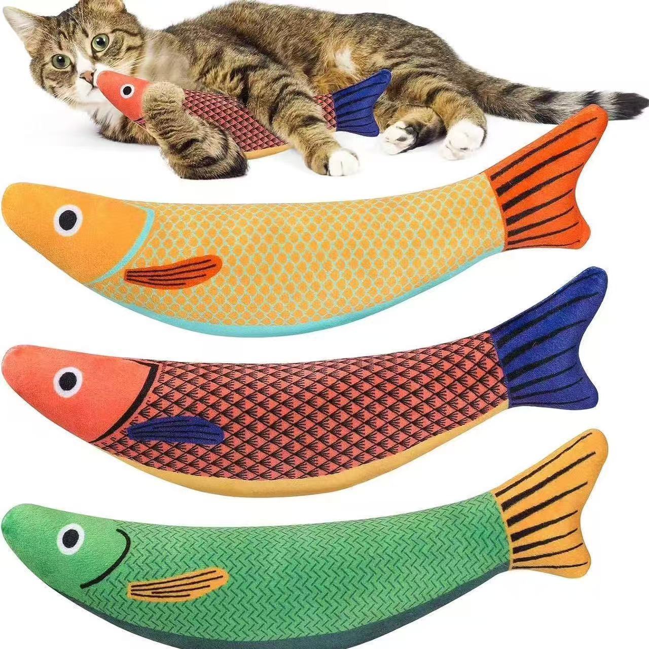 Cat Toys Catnip Fish Teeth Grinding and Bite-resistant Cat Toy Plush Printed Sounding Self-entertainment Pet Supplies