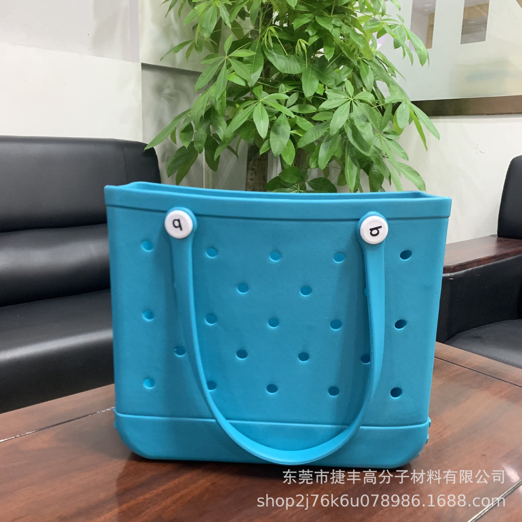 New supply EVA beach bag European and American fashion portable women's hole bag printed pet storage handbag