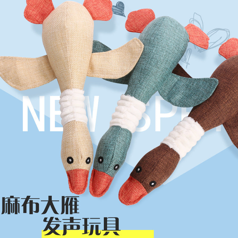 Pet plush sounding toy denim linen wild goose cats and dogs universal simulation cute bite resistant manufacturers wholesale