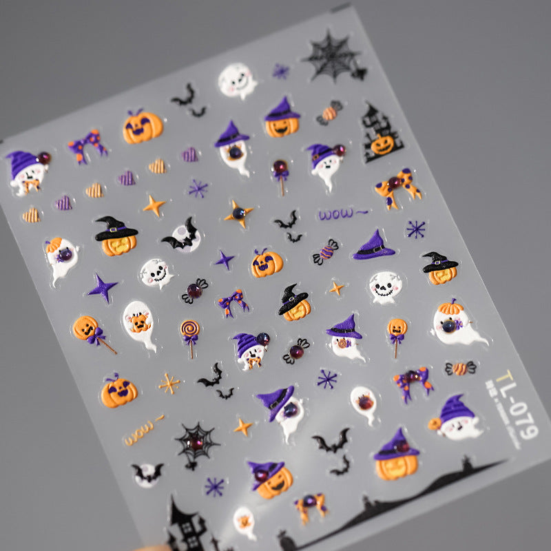 tensor new process Halloween pumpkin nail stickers ins adhesive nail stickers exquisite diamond series TL-079