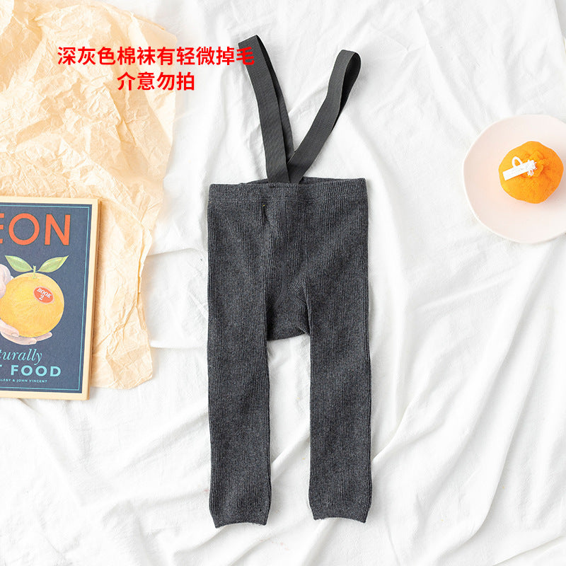 Spanish style spring and autumn high waist suspenders nine-point pants baby big butt leggings baby leggings