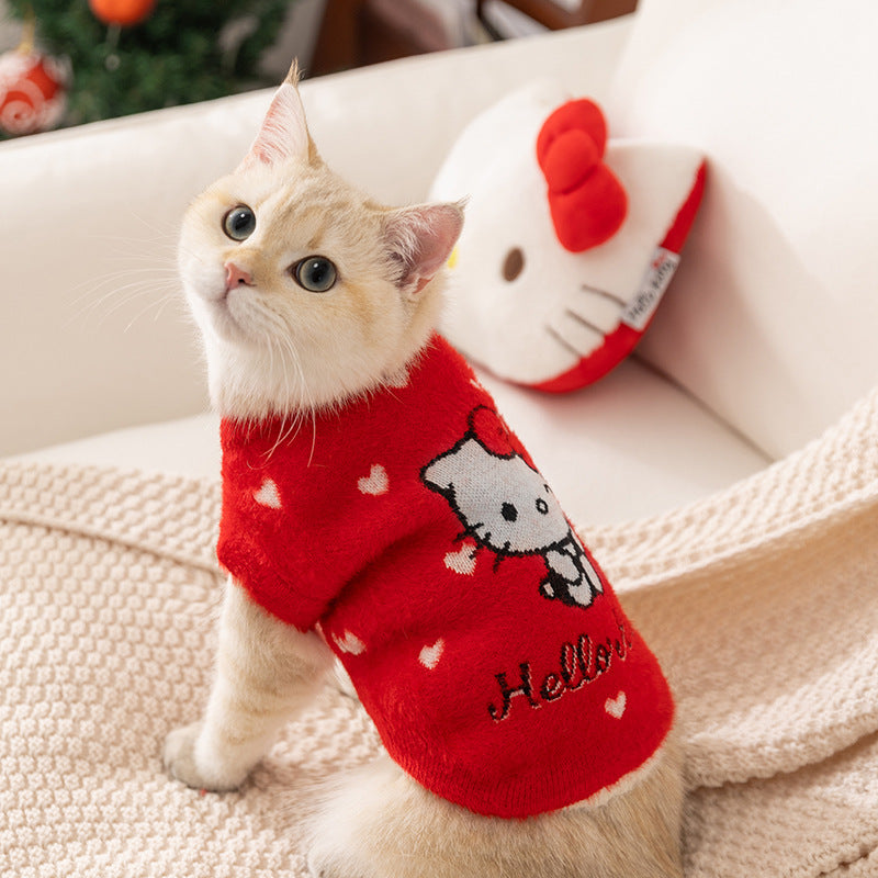 Autumn and winter joint cat clothes thick warm pullover sweater Teddy dog two-legged clothes pet clothes