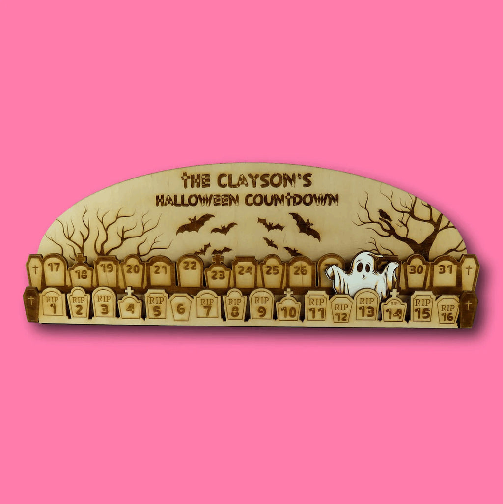 Wooden Halloween advent calendar 2023 new home Halloween advent calendar