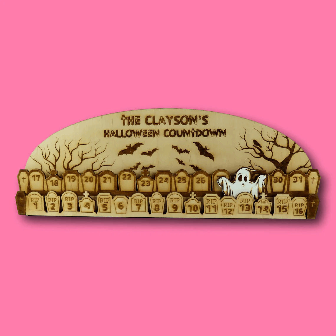 Wooden Halloween advent calendar 2023 new home Halloween advent calendar