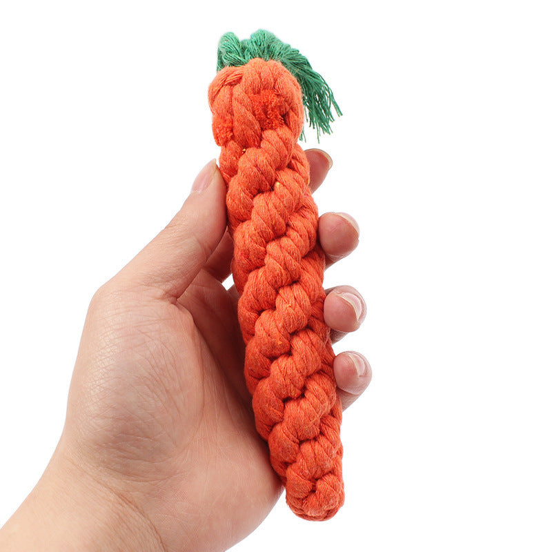Pet cotton rope toy dog hand-woven cotton rope carrot dog teeth cleaning and chewing pet toy
