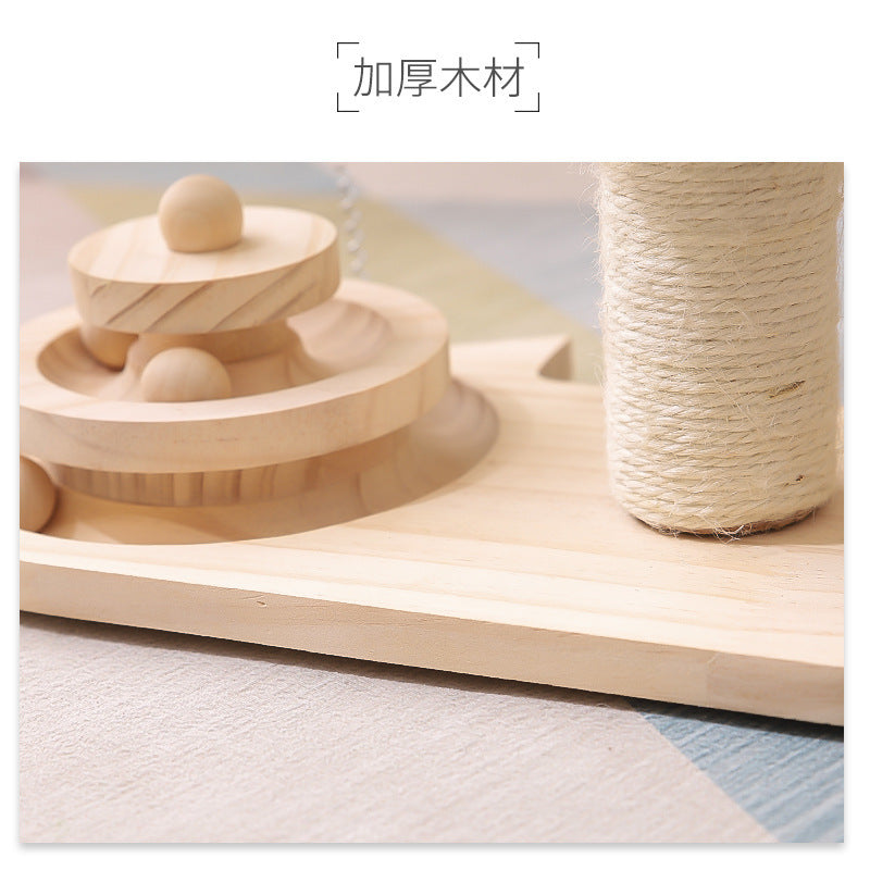 Factory direct supply new cat turntable cat scratching board sisal ball solid wood turntable durable cat toy pet supplies