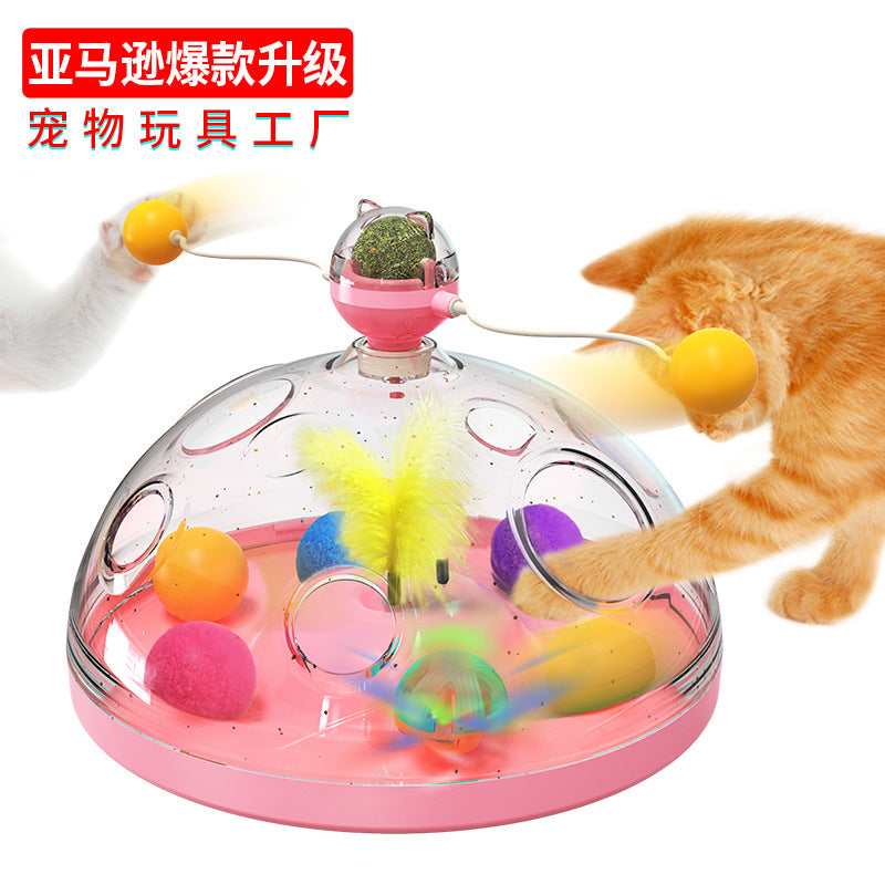 New Amazon pet supplies manufacturers wholesale company cat teaser stick treasure box cat windmill mint ball toy