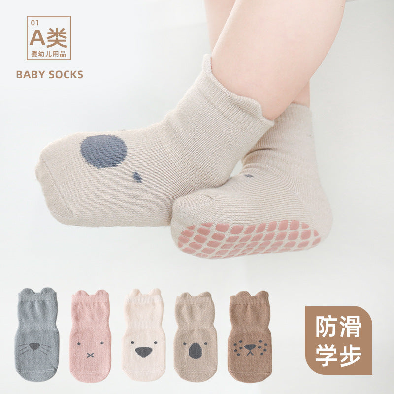 New spring and autumn children's floor socks combed cotton baby socks baby non-slip toddler socks cartoon middle tube cotton socks