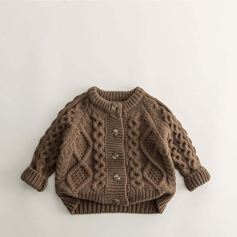 Children's cardigan baby sweater 2025 spring and autumn small and medium children's knitted sweater boys and girls thickened coat trendy winter clothes