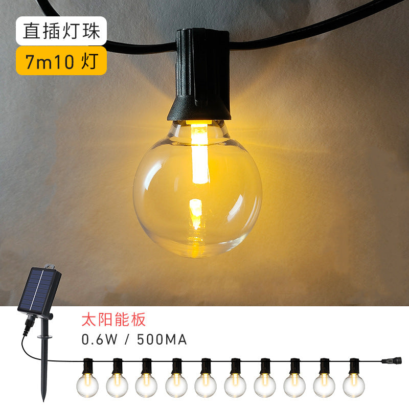 Cross-border supply g40 solar light string wholesale retro outdoor camping atmosphere light string Halloween decoration light string