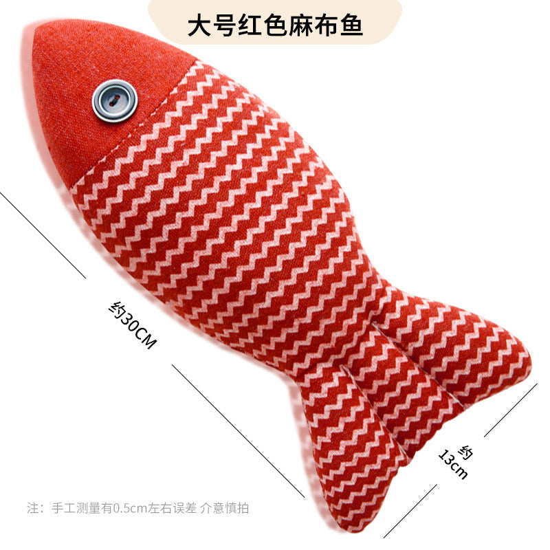 Extra Large Pet Catnip Fish Toy Cat Toy Cat Toy Cat Sackcloth Fish Self-Hi Catnip Doll Cat Toy