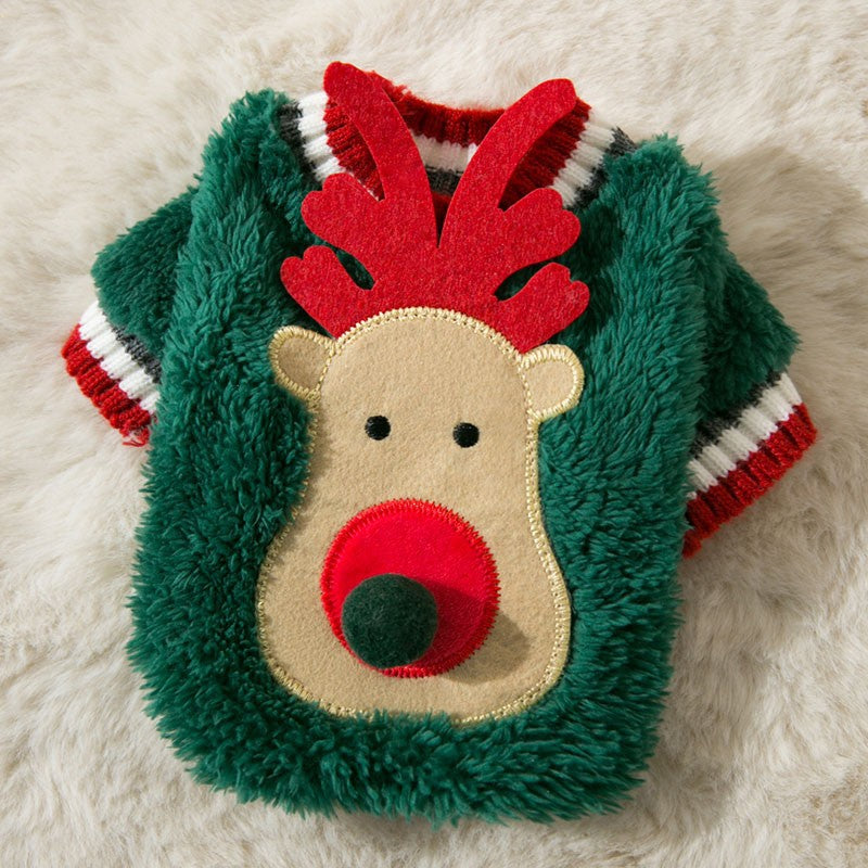 Puppy Autumn and Winter Christmas Elk Pet Sweater Cat Two-legged Knitted Sweater Warm Teddy Pet Clothes