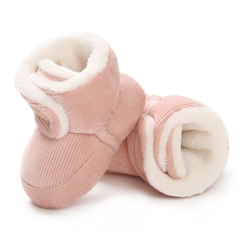 Baby shoes soft-soled shoes thickened spot toddler shoes warm cotton shoes plus velvet baby boots 0-1 years old snow boots