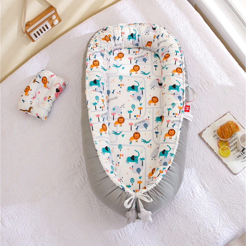 Hemei honeycomb breathable detachable and washable portable baby bed mid-bed bionic baby nest baby pillow travel baby bed