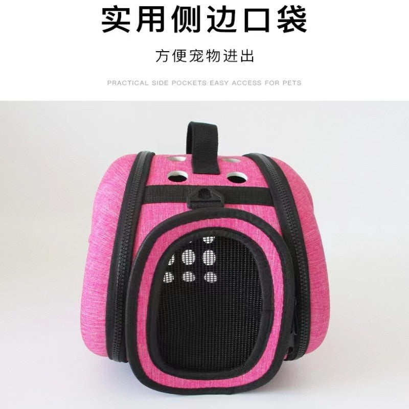 Messenger pet bag breathable foldable pet backpack large capacity two small cat bags outing portable bag in stock