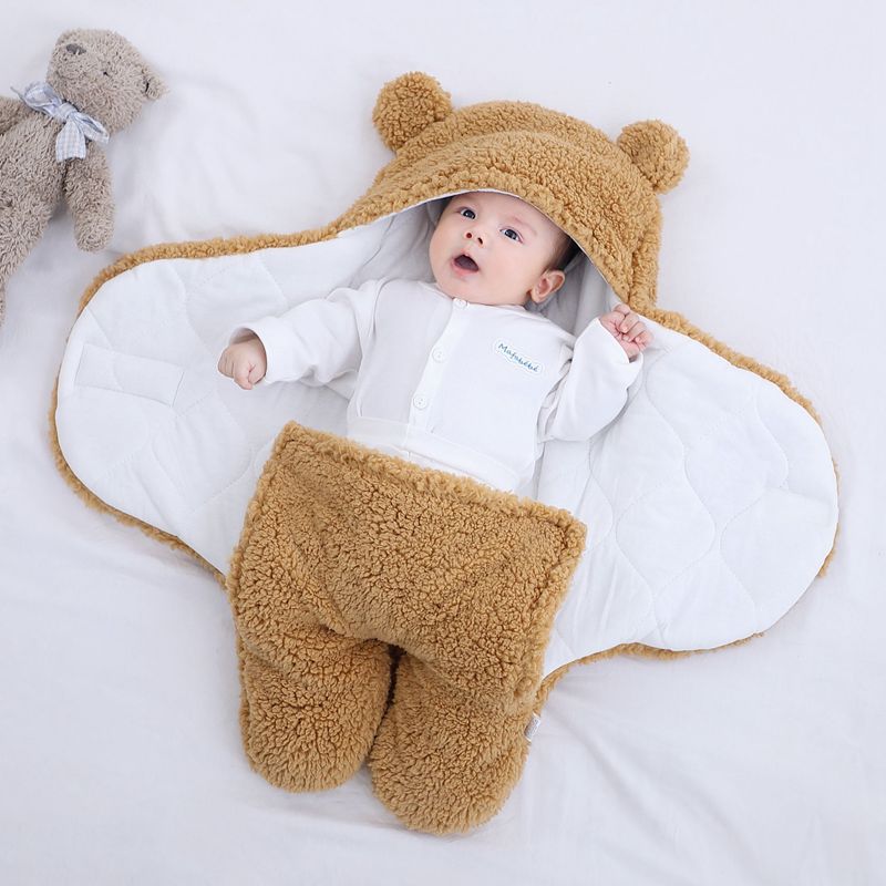 Baby hug by newborn autumn and winter thickened bag by newborn baby anti-shock swaddle 0-3-6 months supplies