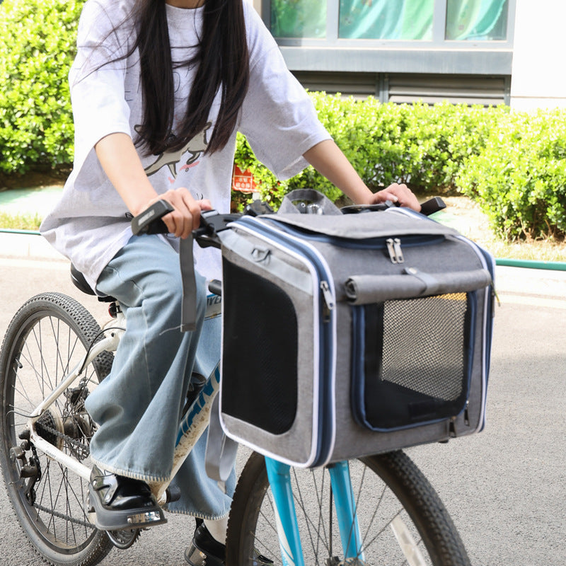 Motorcycle pet bag, bicycle bag, convenient to go out, can be cross-body, can be double-shoulder, easy to fold, cat bag, pet bag