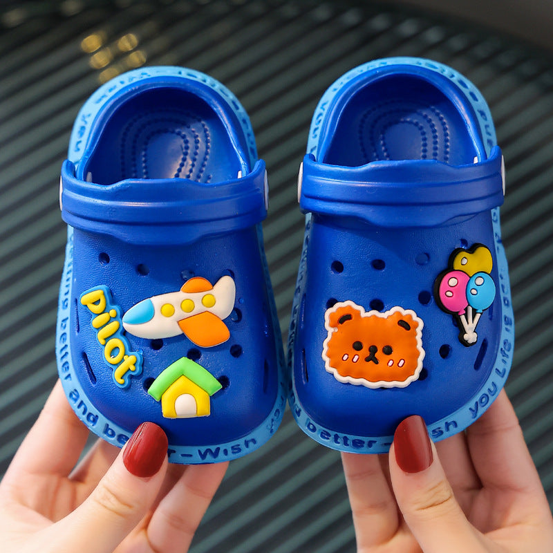 Children's slippers summer girls cute soft bottom non-slip children's sandals and slippers for children infants baby baby hole shoes boys