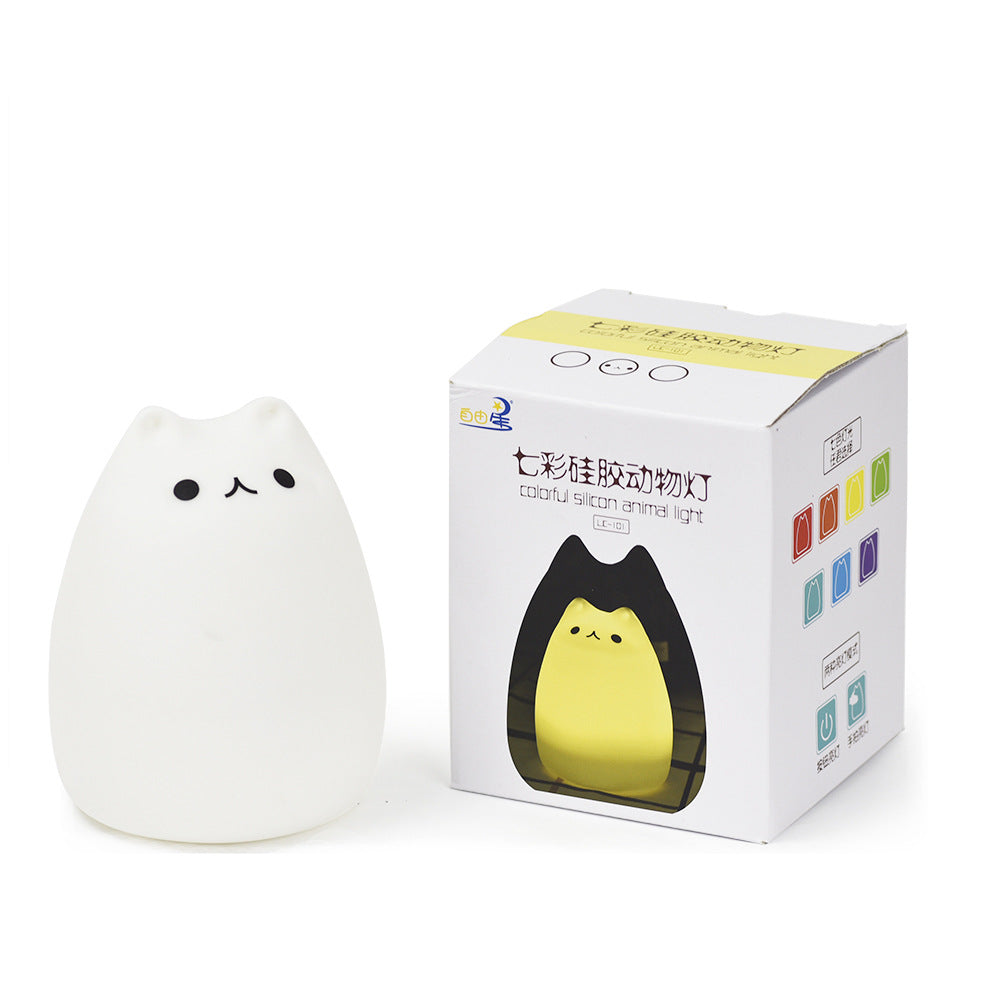 Cartoon cat silicone lamp Colorful color changing silicone animal lamp Desktop patting night light