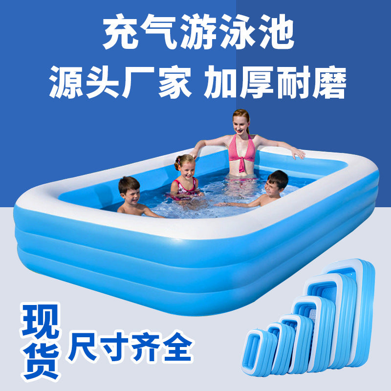 Household thickened adult children's inflatable swimming pool paddling pool outdoor inflatable pool baby swimming blue and white pool